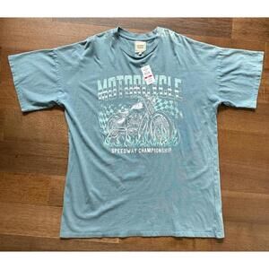 Modish Rebel. Blue Gray Motorcycle T-Shirt. (Large). NWT